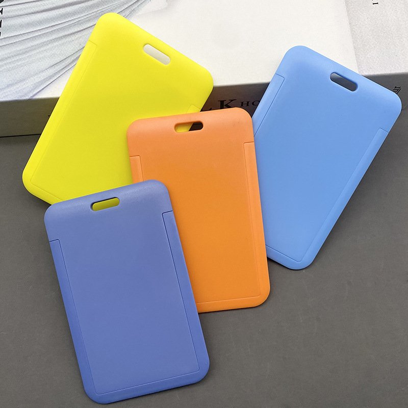 Factory Price Custom Logo Hard ABS Plastic Vertical Sliding ID Card Holder Multi-colors Name Badge Holder