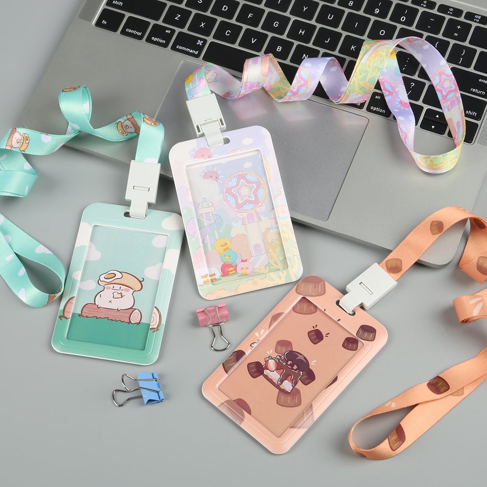 Factory Custom ID Case Name Badge Plastic Card Holder Polyester Lanyards