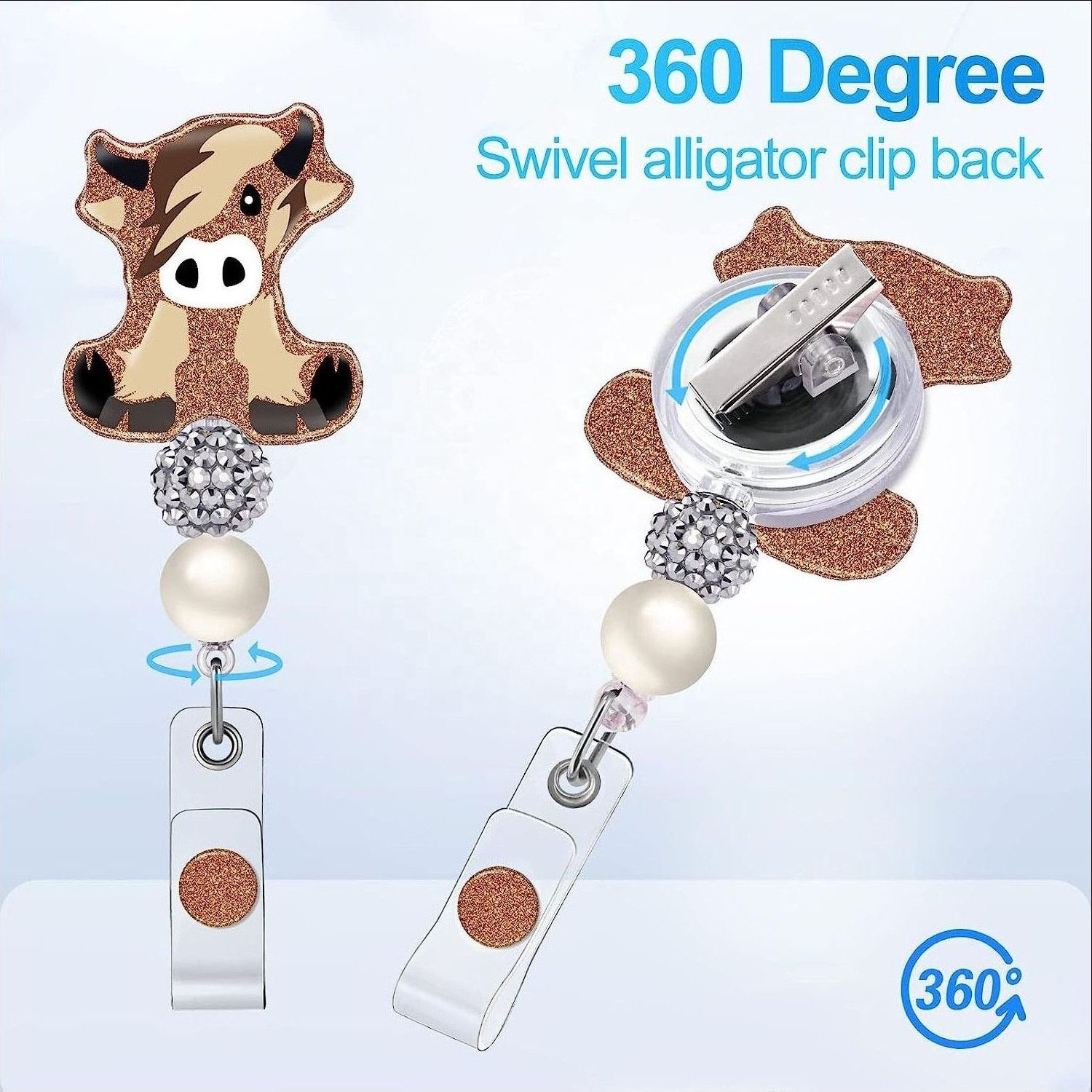 New Badge Reel Holder Accessories Round Metal Nursing Beadable Reels Badge Reel Id Card Holder