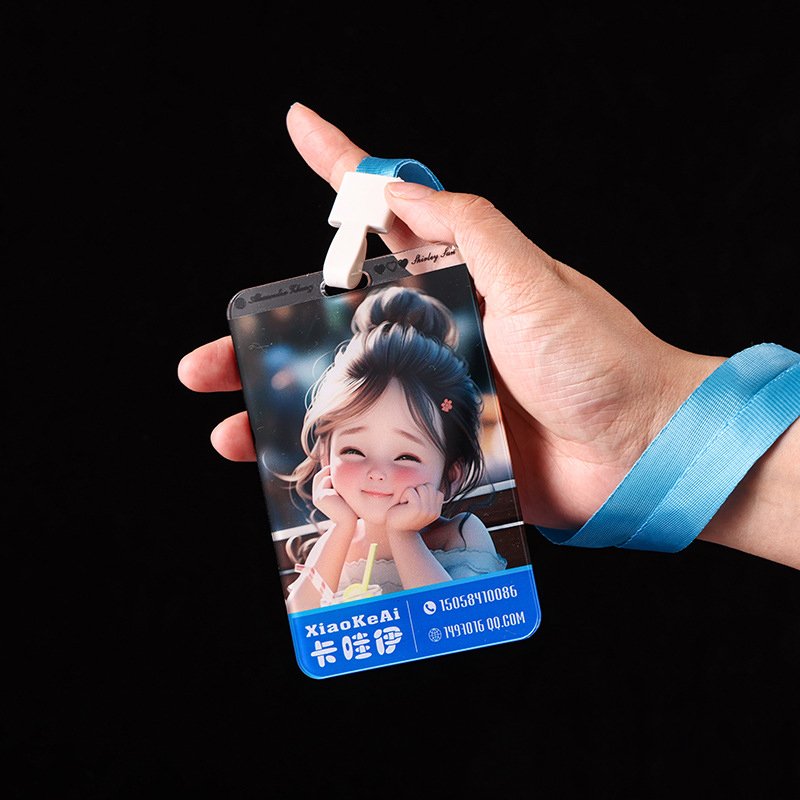High Quality Blank Custom Plastic Credit Card Holders ABS Cartoon Badge ID Card Holder With Lanyard Anime Character Double Print