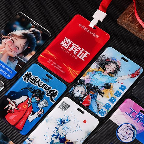 High Quality Blank Custom Plastic Credit Card Holders ABS Cartoon Badge ID Card Holder With Lanyard Anime Character Double Print