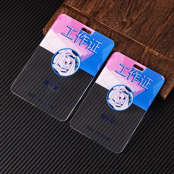 High Quality Blank Custom Plastic Credit Card Holders ABS Cartoon Badge ID Card Holder With Lanyard Anime Character Double Print