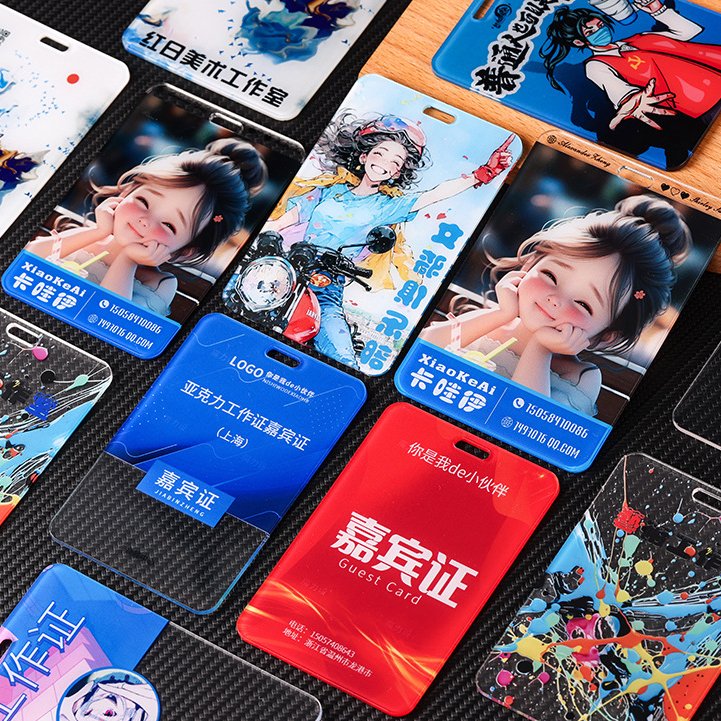 High Quality Blank Custom Plastic Credit Card Holders ABS Cartoon Badge ID Card Holder With Lanyard Anime Character Double Print