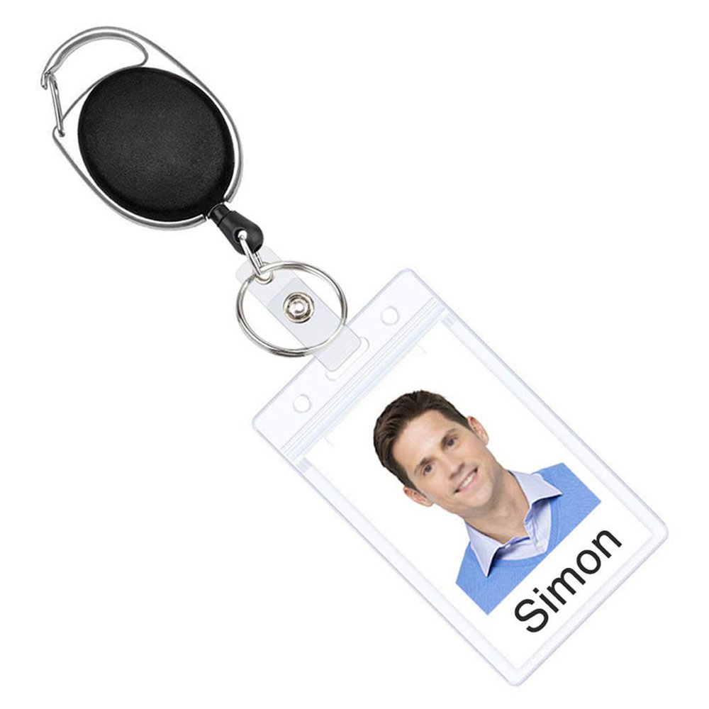 Key Ring Metal Retractable Pull Badge Reel ID Lanyard Name Tag Card Badge Holder Reels Recoil Chain Clips