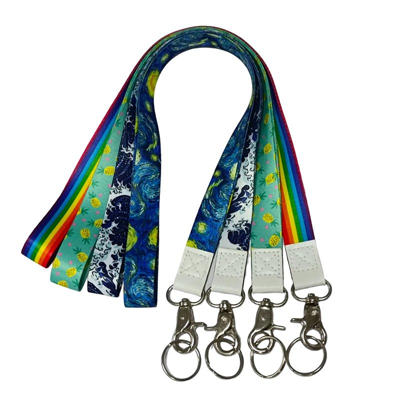 Factory customized leather Lanyard hot sale id card badge holder lanyard thermal transfer key Lanyard printed logo
