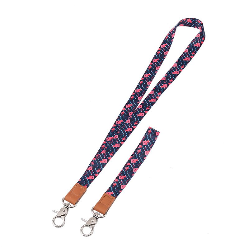 Factory customized leather Lanyard hot sale id card badge holder lanyard thermal transfer key Lanyard printed logo