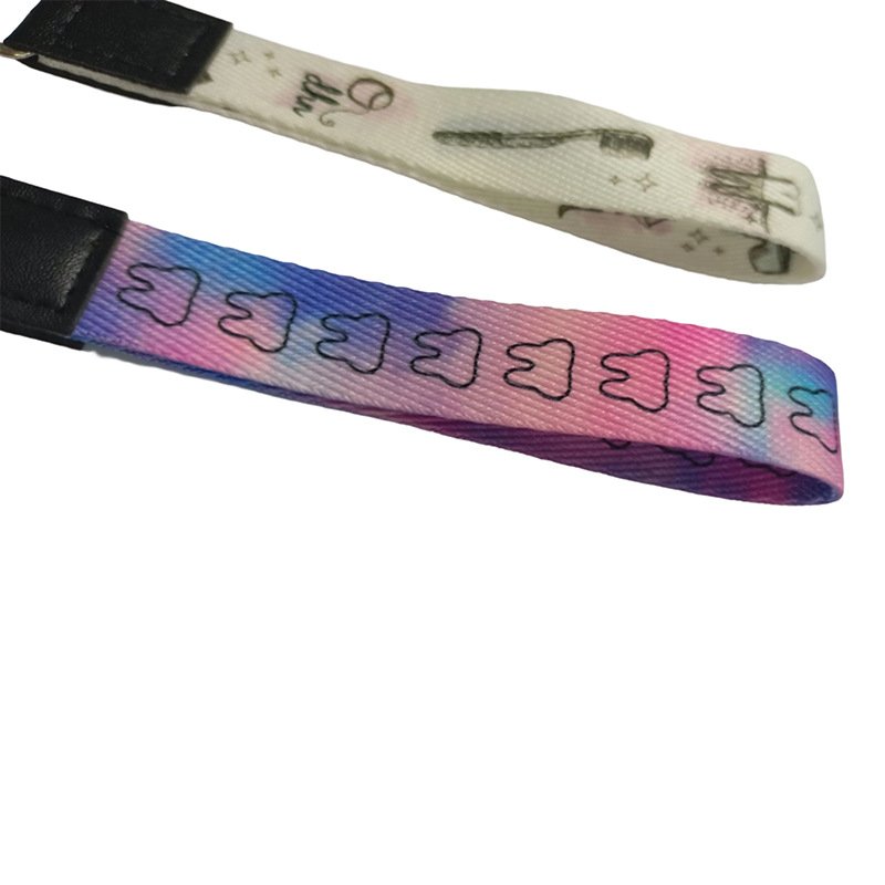 Factory customized leather Lanyard hot sale id card badge holder lanyard thermal transfer key Lanyard printed logo
