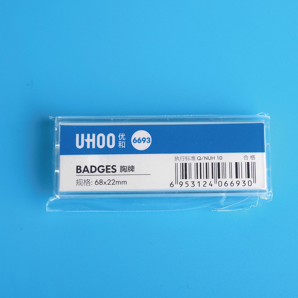 UHOO wholesale Hot sale high quality badges for bank clerk use plastic pin badge starff name badges