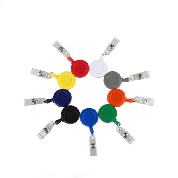 Assorted Colors name badge holders clip Custom Logo Plastic nurse Retractable ID Card Holder Badge Reels wholesale
