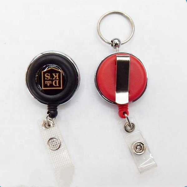 Assorted Colors name badge holders clip Custom Logo Plastic nurse Retractable ID Card Holder Badge Reels wholesale