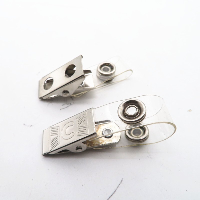 Wholesale Factory Price Metal Badge Holder Clip with PVC strap for ID Name Badge
