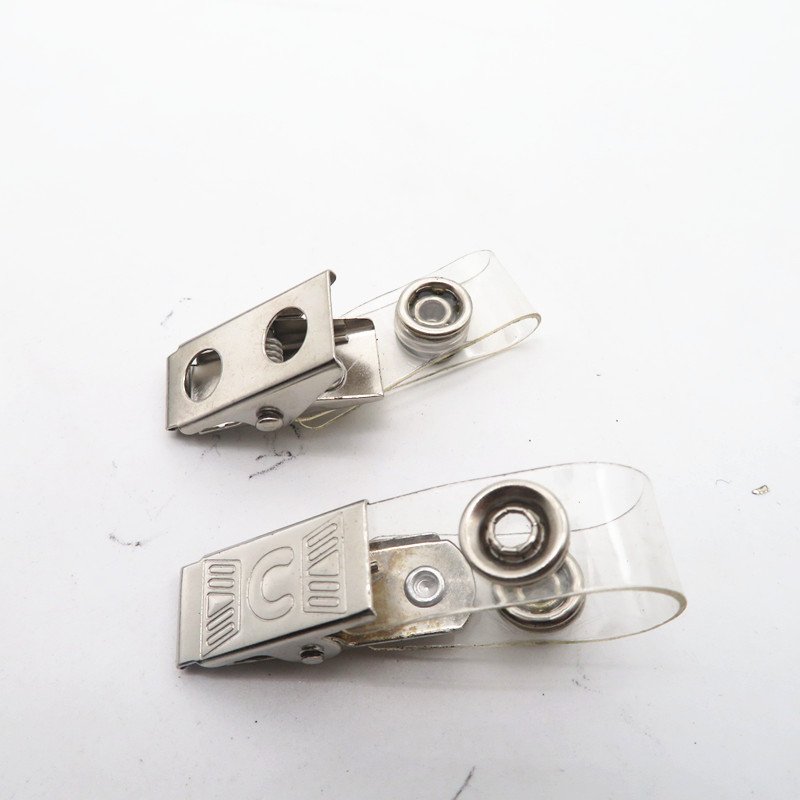 Wholesale Factory Price Metal Badge Holder Clip with PVC strap for ID Name Badge