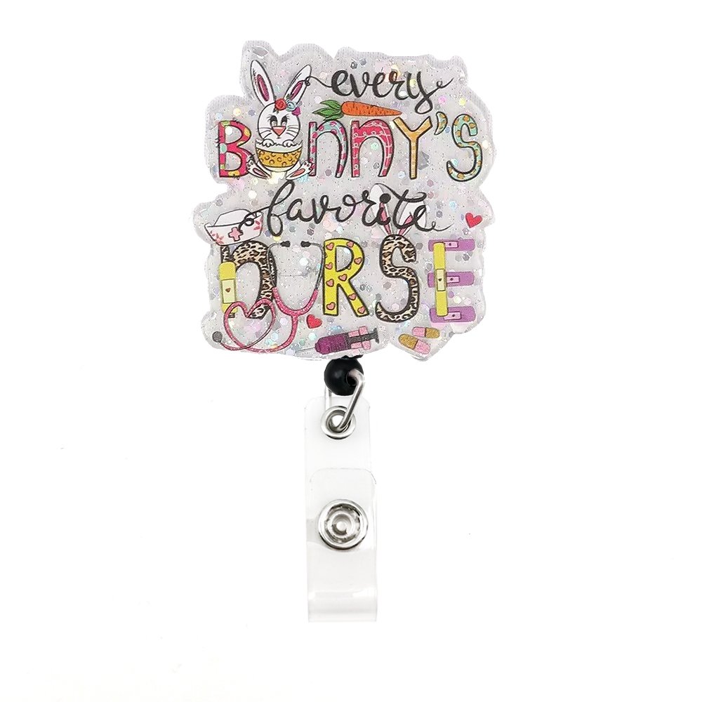 Custom Cute Rabbit Animal Badge Holder Nurse Accessories Gift Women Luxury Badge Reel With Clip