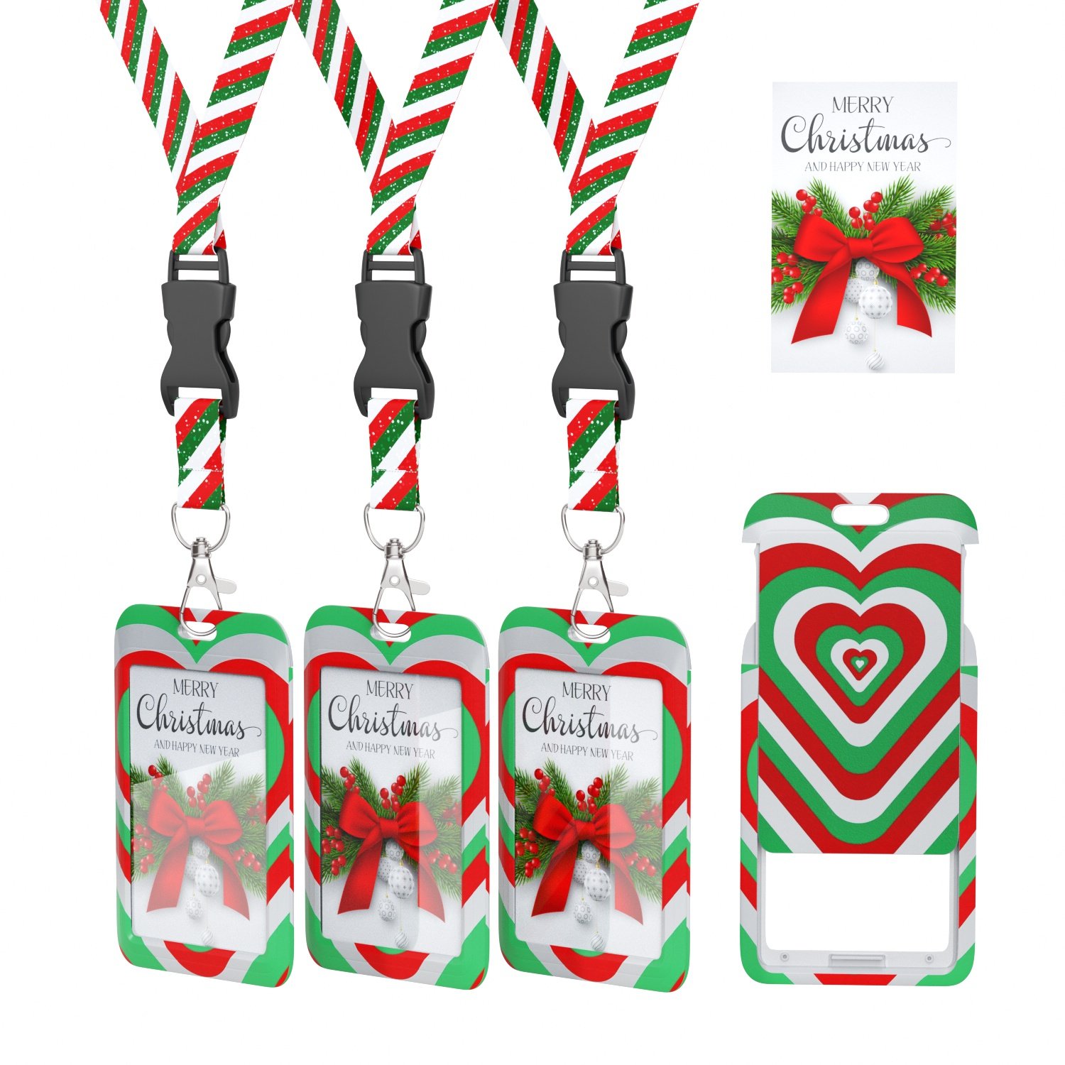 Factory wholesale Christmas card sleeve lanyard creative card sleeve and Christmas lanyard custom logo