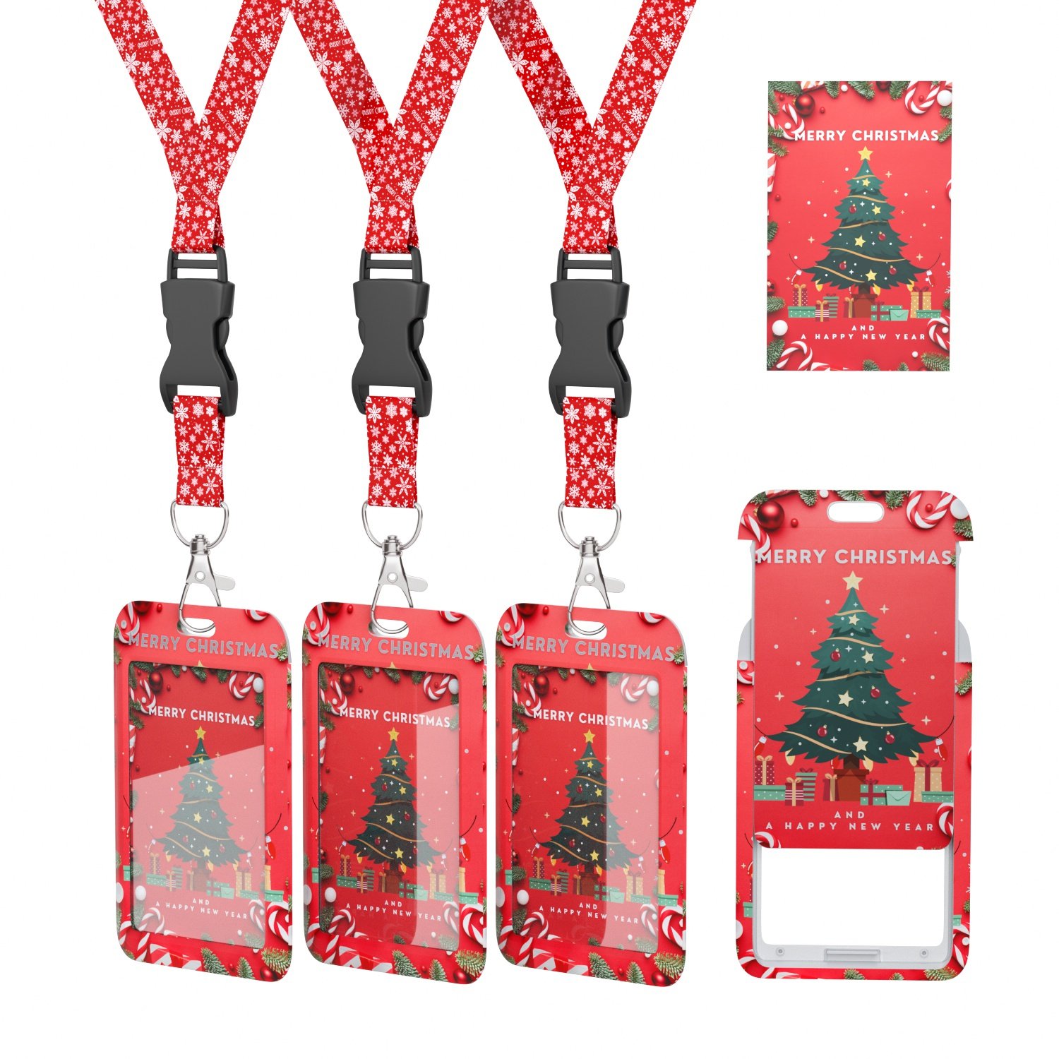 Factory wholesale Christmas card sleeve lanyard creative card sleeve and Christmas lanyard custom logo