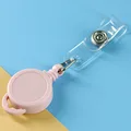 Casual Simple Color Round Badge Holder with Retractable Nylon Reel Name Tag ID Card Holder Hook Lanyard Office Accessories