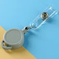 Casual Simple Color Round Badge Holder with Retractable Nylon Reel Name Tag ID Card Holder Hook Lanyard Office Accessories
