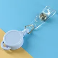 Casual Simple Color Round Badge Holder with Retractable Nylon Reel Name Tag ID Card Holder Hook Lanyard Office Accessories