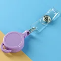 Casual Simple Color Round Badge Holder with Retractable Nylon Reel Name Tag ID Card Holder Hook Lanyard Office Accessories