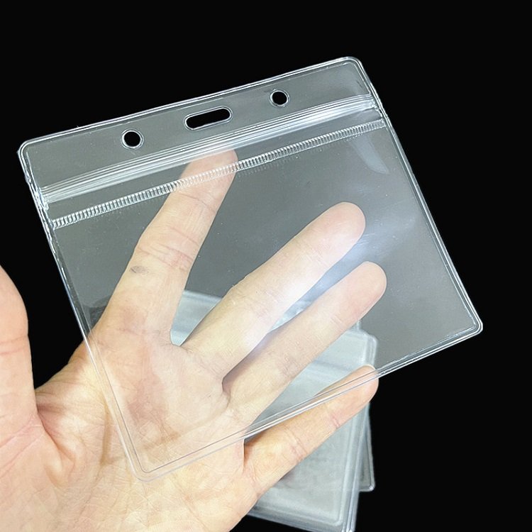 PVC Thick Card Protector 4x3 Card Holder Lanyards Card Holder Clear Vinyl Plastic Sleeve
