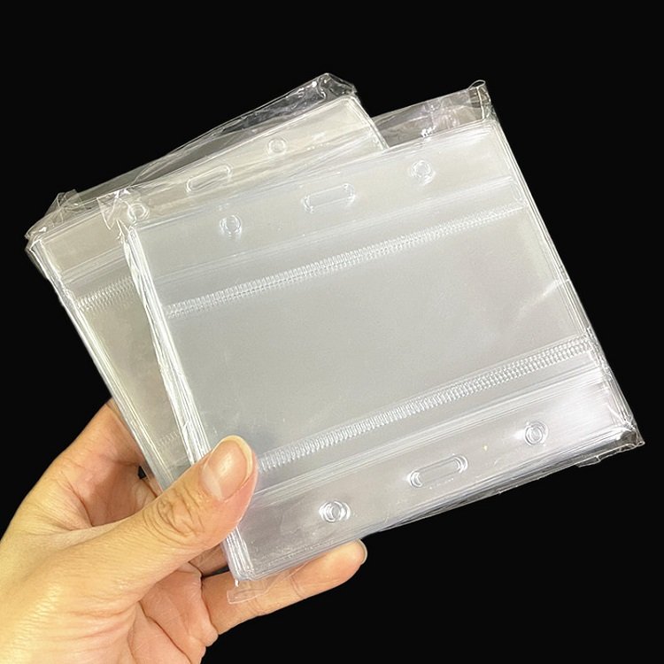 PVC Thick Card Protector 4x3 Card Holder Lanyards Card Holder Clear Vinyl Plastic Sleeve