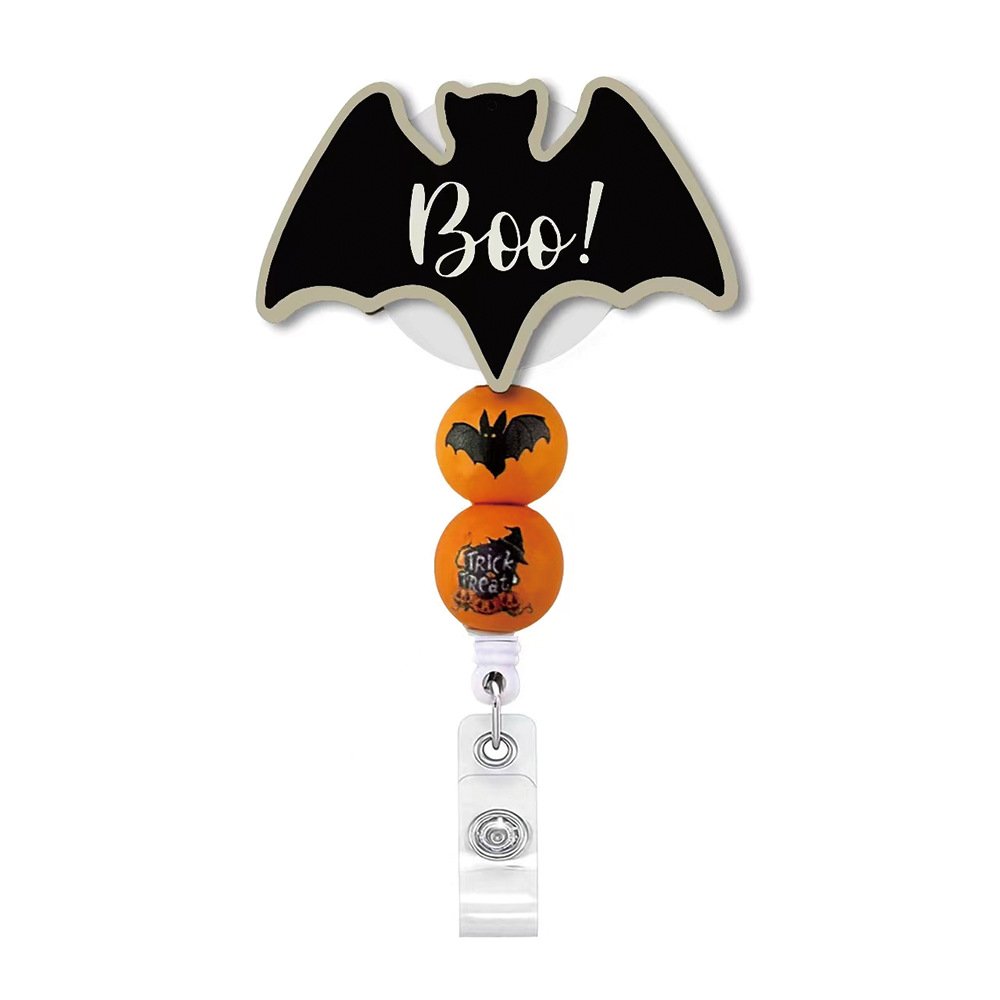 Custom Halloween Ghost Pumpkin ABS Retractable Nurse Badge Reel ID Name Card Badge Holder with Clip Badge Reel