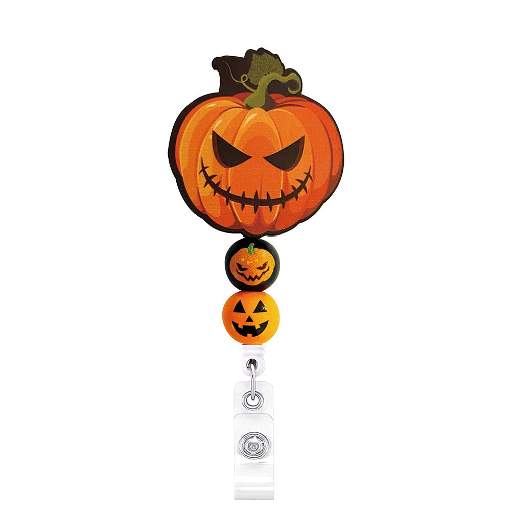 Custom Halloween Ghost Pumpkin ABS Retractable Nurse Badge Reel ID Name Card Badge Holder with Clip Badge Reel
