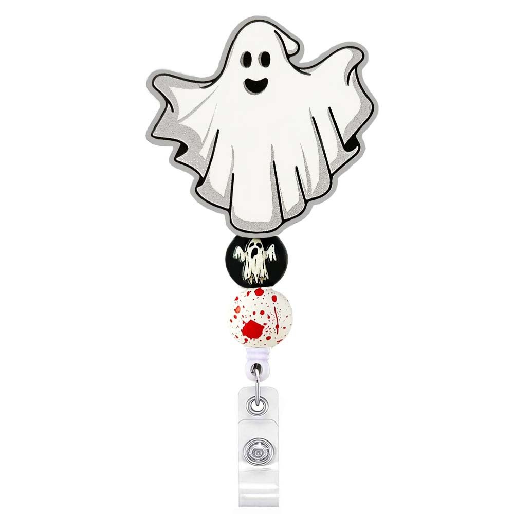 Custom Halloween Ghost Pumpkin ABS Retractable Nurse Badge Reel ID Name Card Badge Holder with Clip Badge Reel