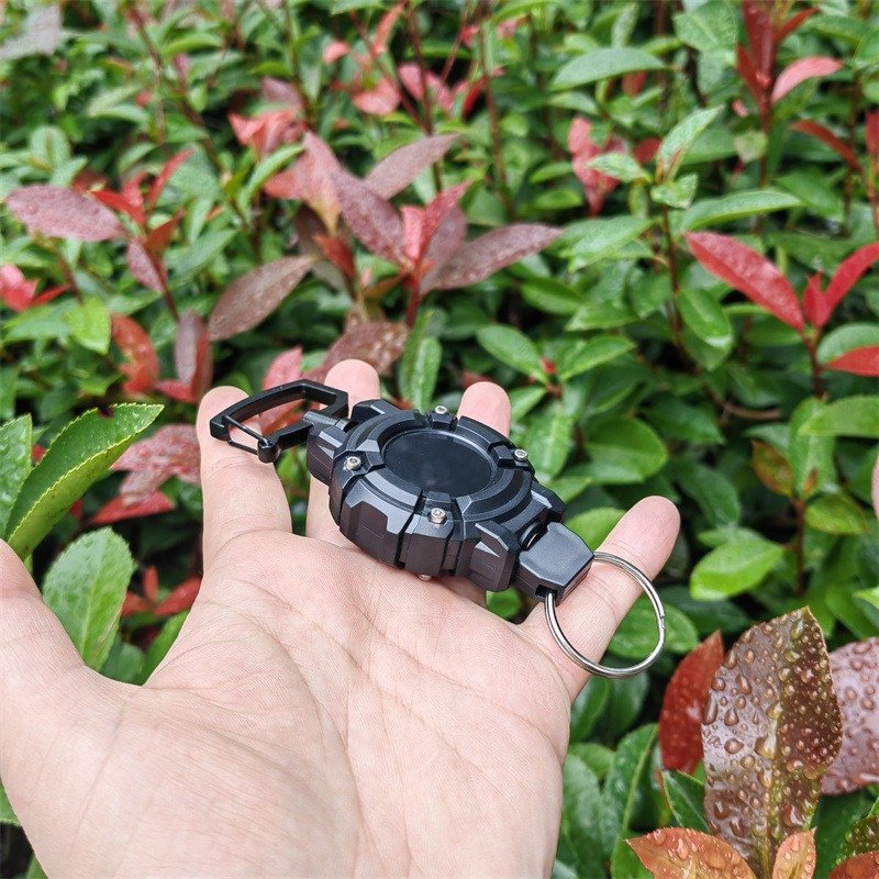 Black Color Heavy Duty Retractable Carabiner Keychain Durable Fishing Badge Reel Holder With Stop Function