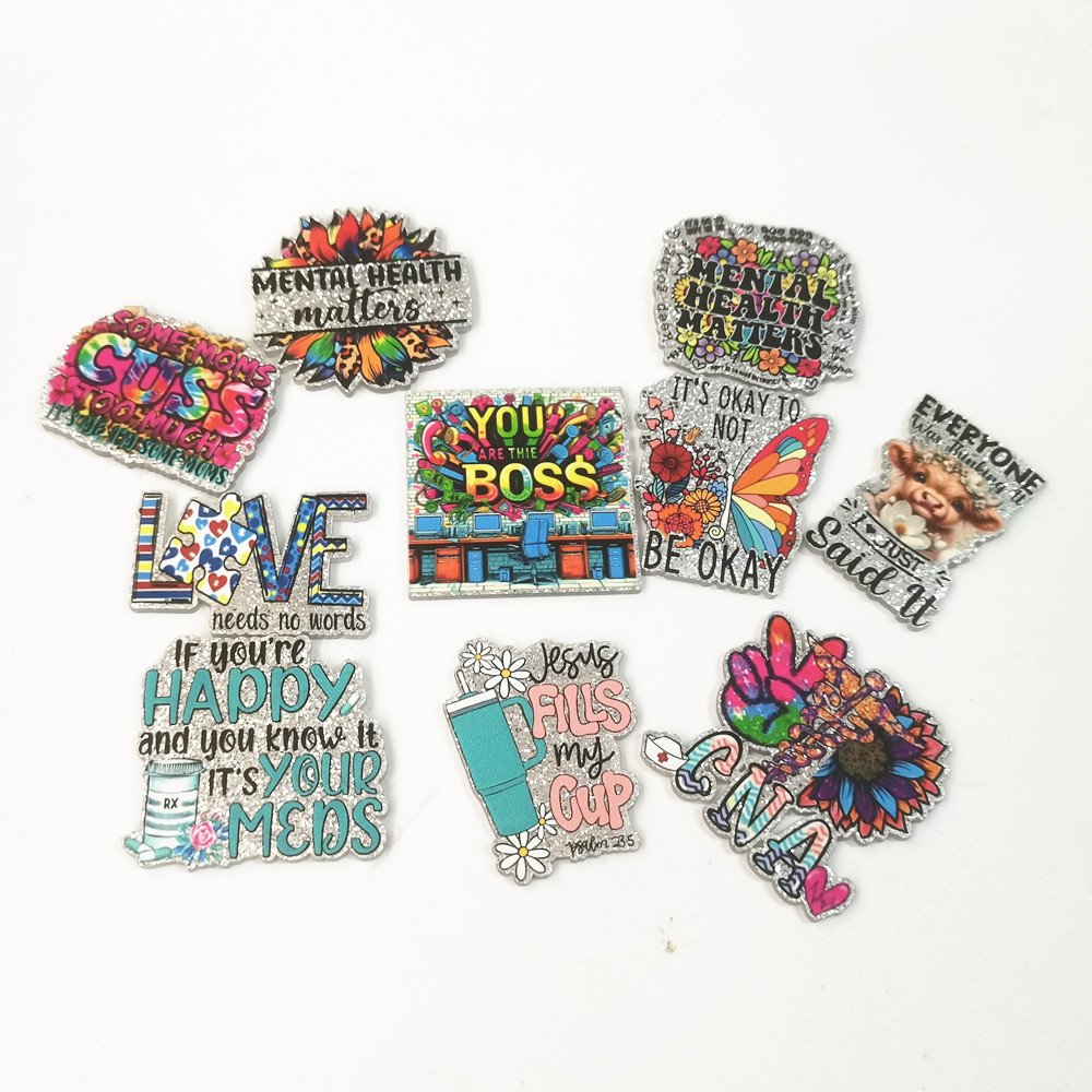 Funny Acrylic Glitter Student Teacher Healthcare ID Tag Badge Holder Cute Nurse no Badge Reel holder