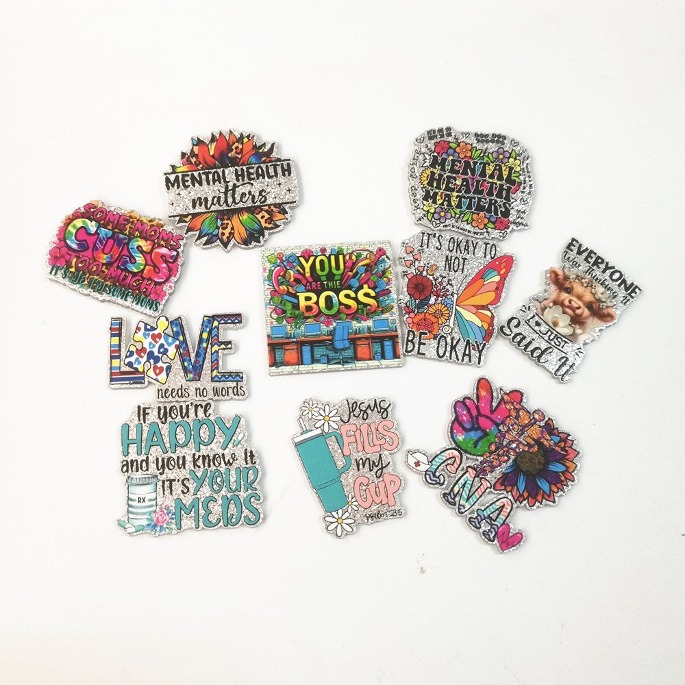 Funny Acrylic Glitter Student Teacher Healthcare ID Tag Badge Holder Cute Nurse no Badge Reel holder
