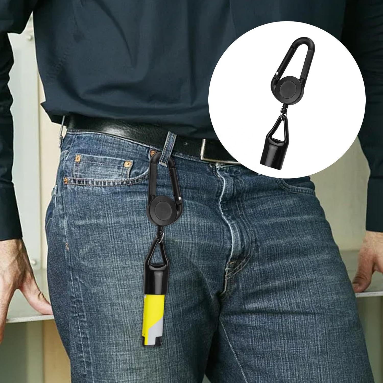 Lighter Holder Customized Logo Lighter Sleeve Leash Multipurpose Retractable badge reel with Lighter Cover Carabiner back clip