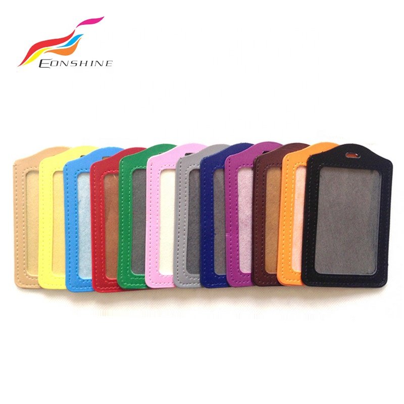 Colorful One Side Window PU Leather Name Work ID Card Badge Holder