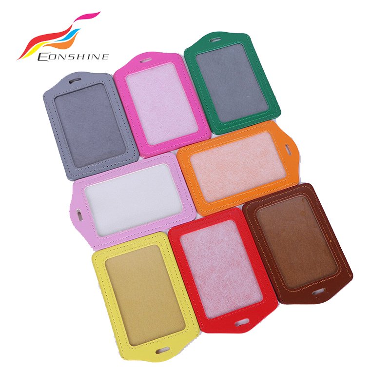 Colorful One Side Window PU Leather Name Work ID Card Badge Holder