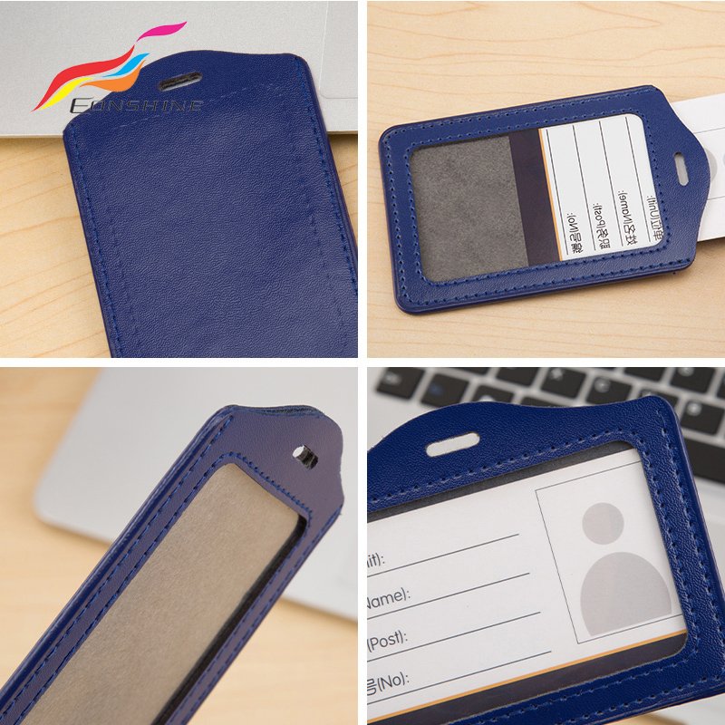 Colorful One Side Window PU Leather Name Work ID Card Badge Holder