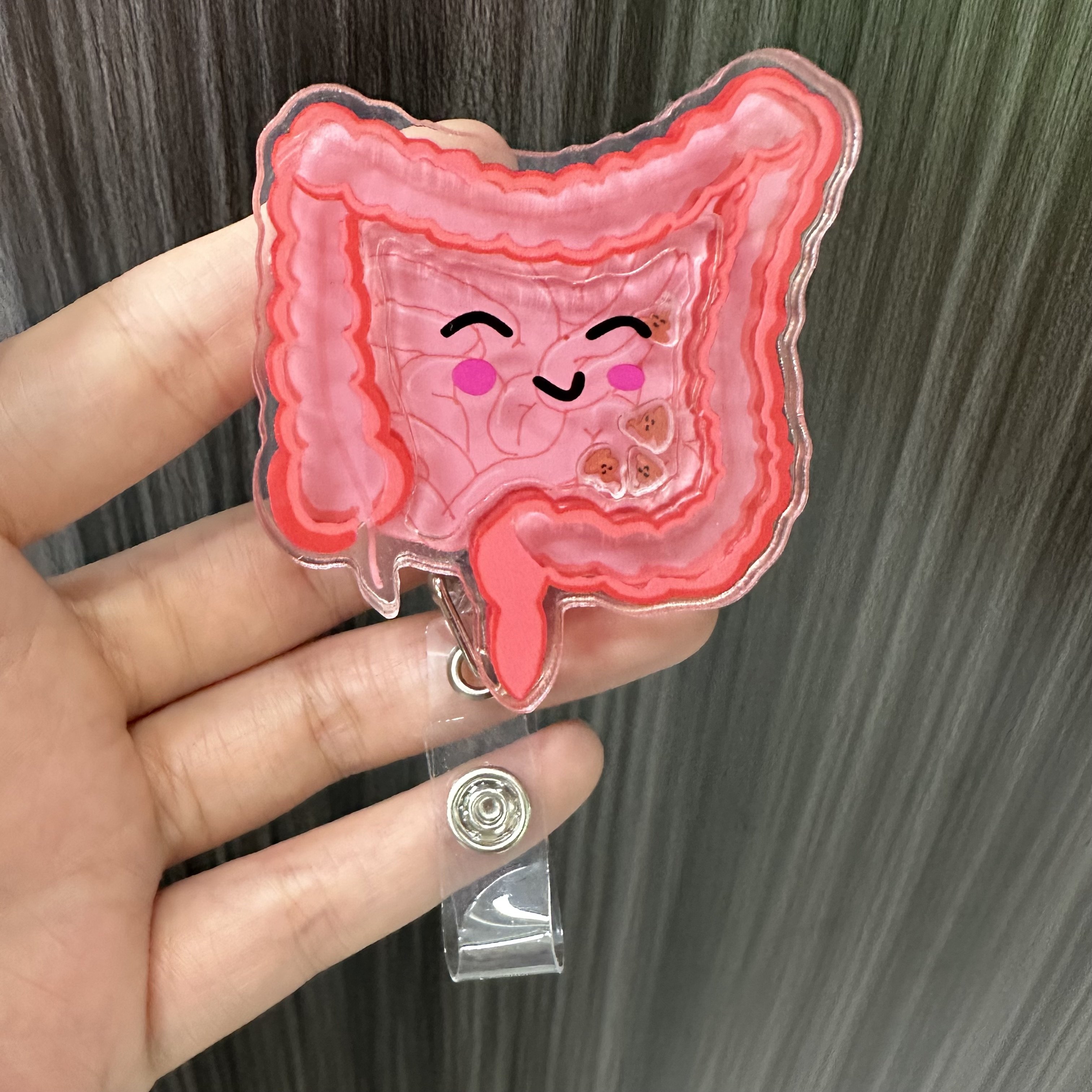 High quality custom design nurse accessories retractable acrylic shaker ID name badge reel holder with alligator clip