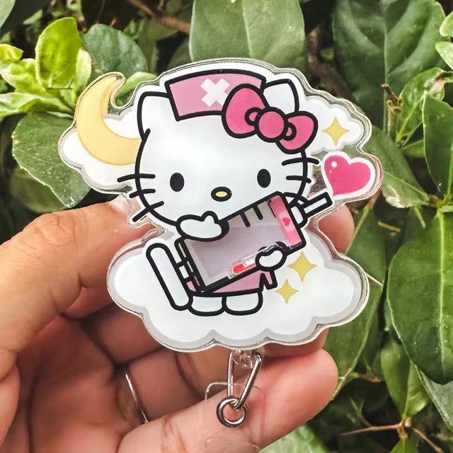 High quality custom design nurse accessories retractable acrylic shaker ID name badge reel holder with alligator clip
