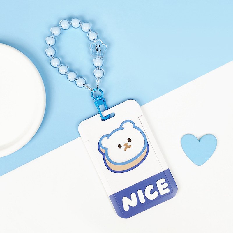 Cartoon Student Card Holder Anti Loss Sliding Cover Chest Badge Id Card Holder Protective Cover Work Id Protective