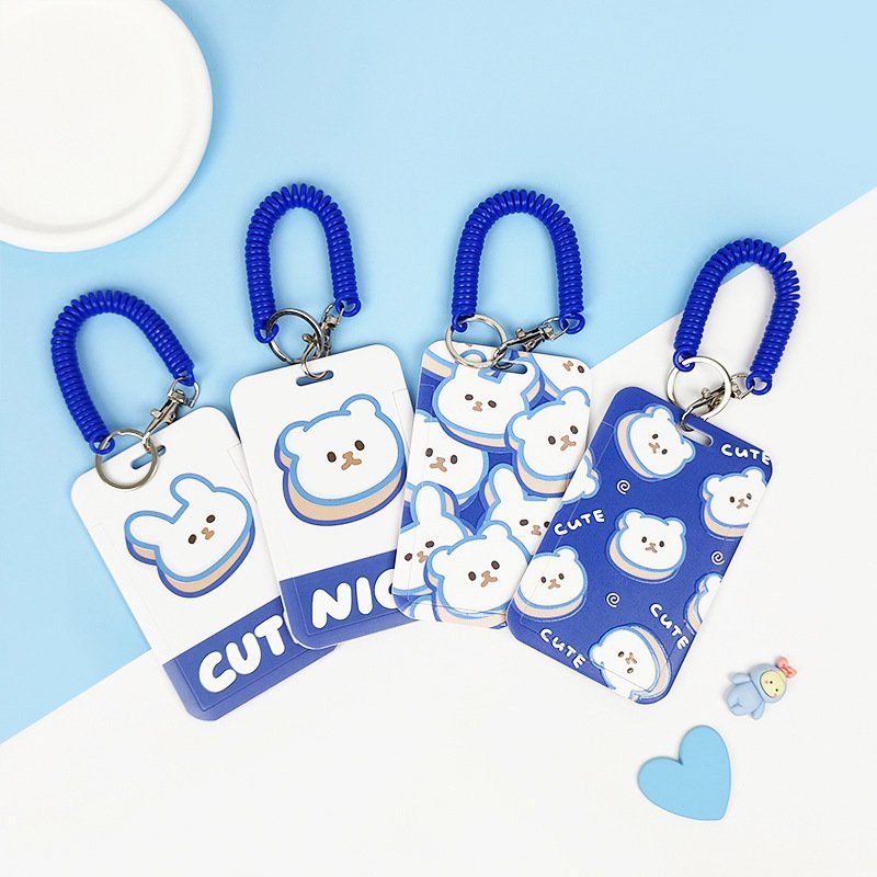 Cartoon Student Card Holder Anti Loss Sliding Cover Chest Badge Id Card Holder Protective Cover Work Id Protective