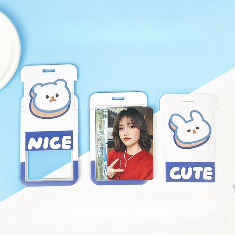 Cartoon Student Card Holder Anti Loss Sliding Cover Chest Badge Id Card Holder Protective Cover Work Id Protective