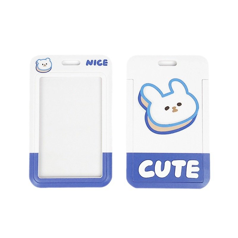 Cartoon Student Card Holder Anti Loss Sliding Cover Chest Badge Id Card Holder Protective Cover Work Id Protective