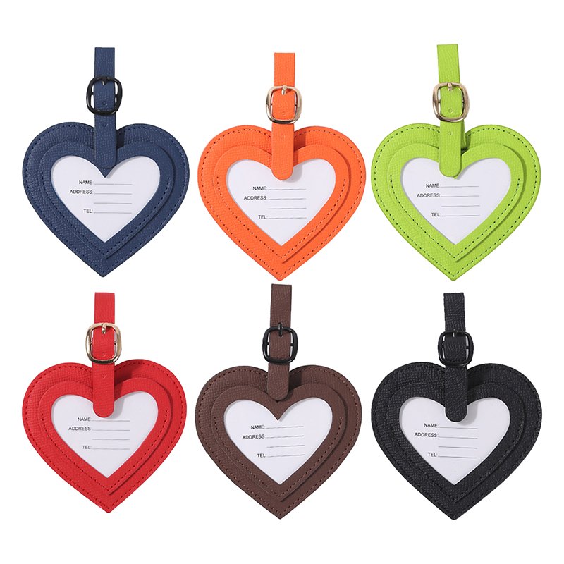 Foska Travel Accessories Suitcase Tags Waterproof Pu Leather Luggage Tags Baggage Identifications Labels with Elastic Strap