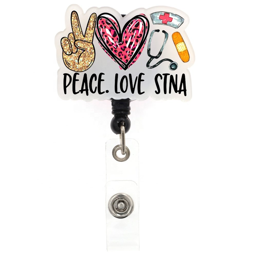 Mix Style Medical Series STNA Badge Holder Nurse Acrylic Plastic Badge Reel Retractable For Nurse Name Tag Accessories