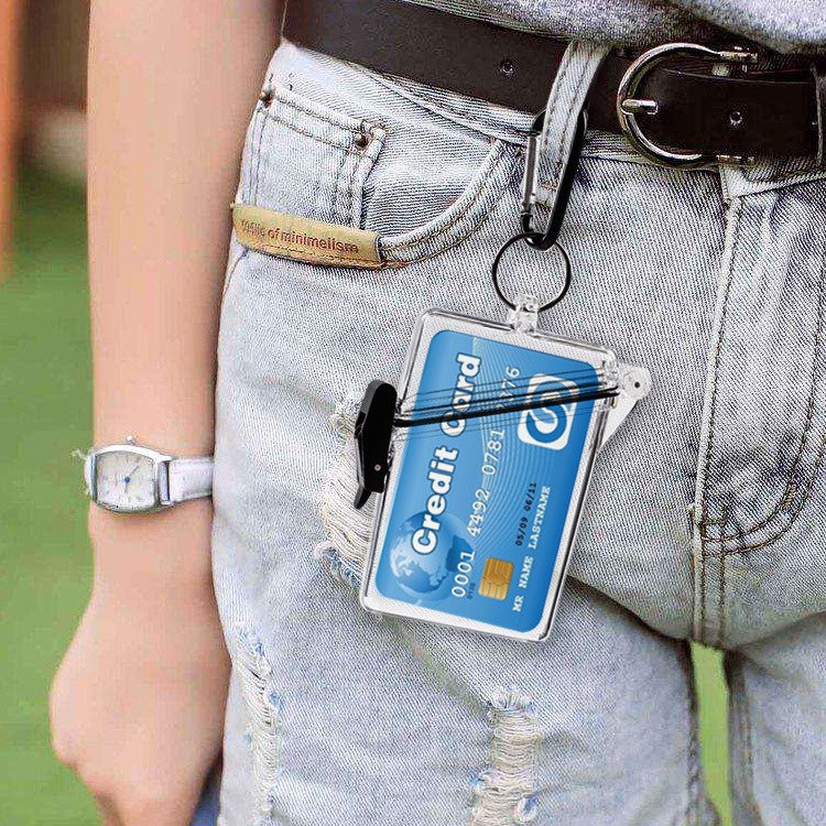 Waterproof Lanyard ID Card Badge Key Holder Ring Case Pocket Neck Strap Keychain