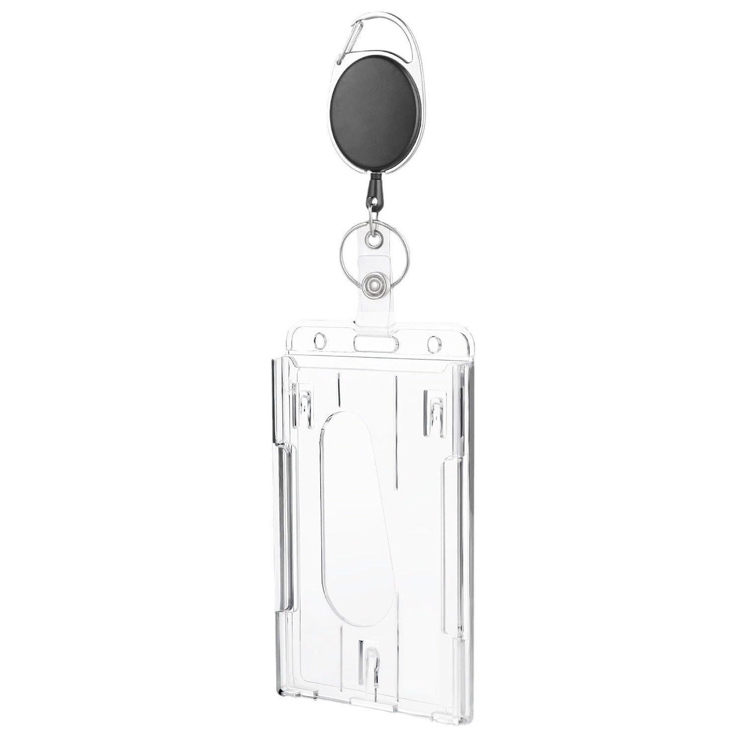 hot sale oval retractable keychain reel with horizontal and vertical dual-use ID card holder