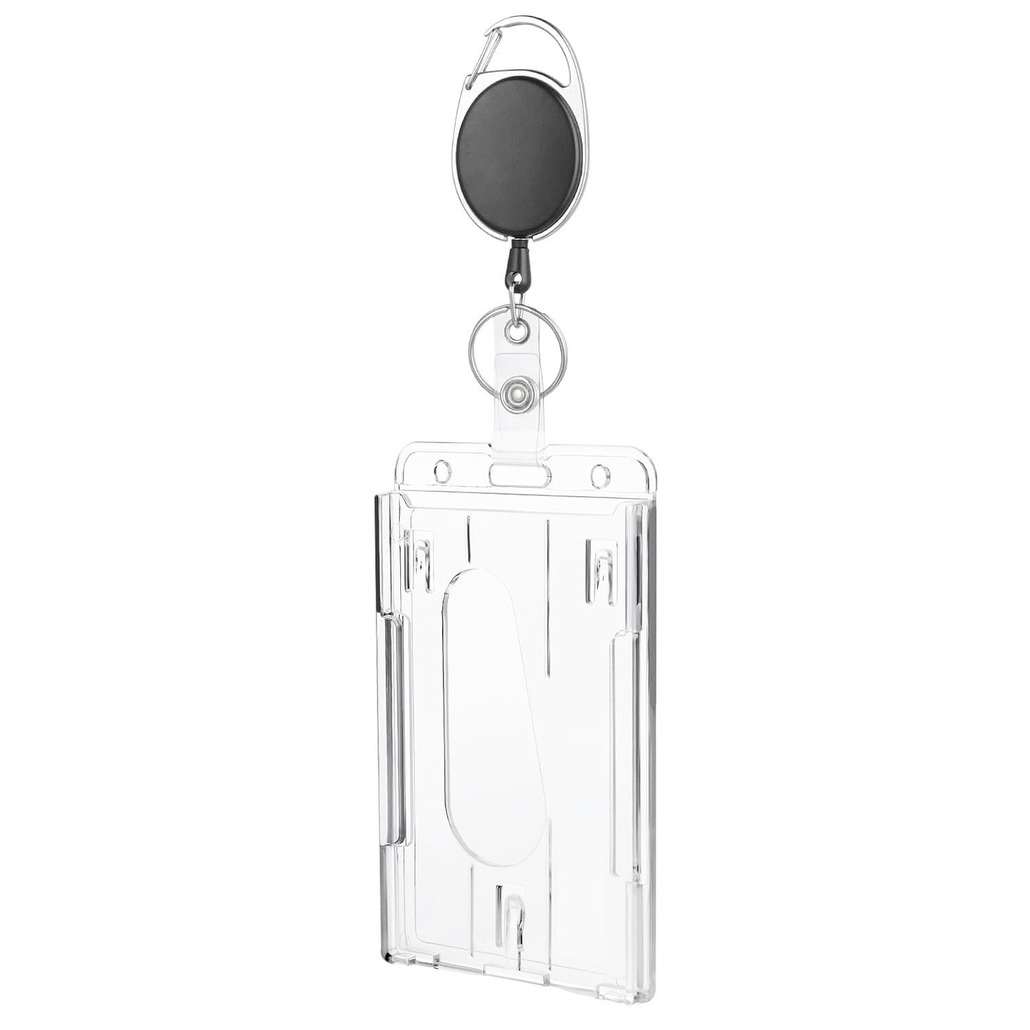 hot sale oval retractable keychain reel with horizontal and vertical dual-use ID card holder