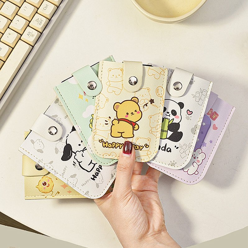 Wholesale Custom Business PU Leather ID Card and Passport Holder Fashional Hard Case with Custom Logo Candy Pattern