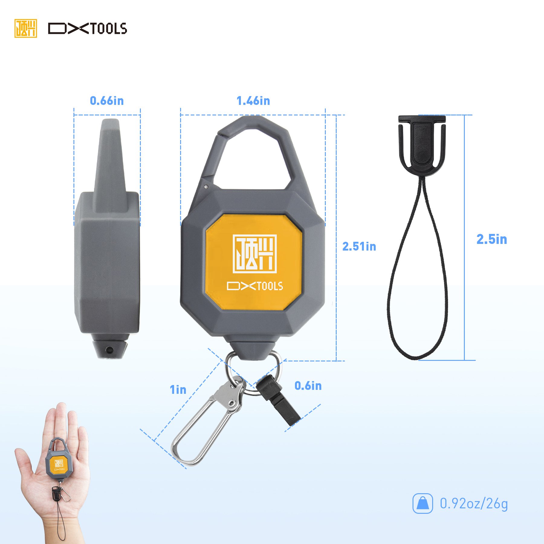 Fishing Tool Heavy Duty Retractable Badge Holder Reel with Belt Clip Key Ring for Name Card Keychain