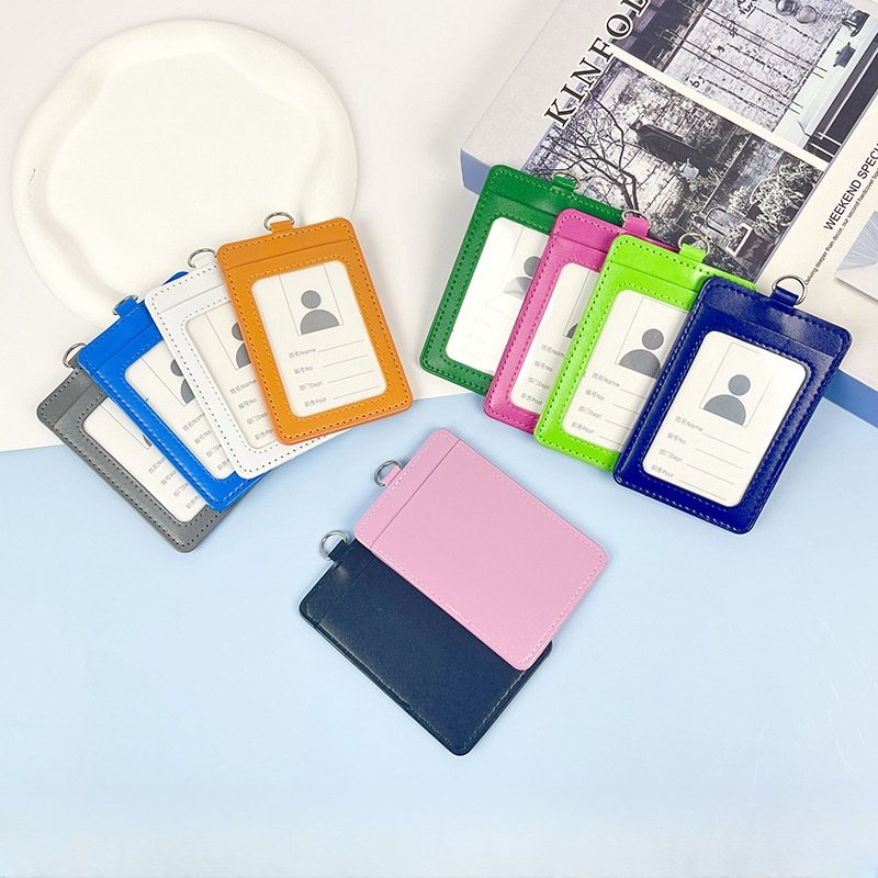 Work Permit Id Holder Factory Badge Chest Cowhide Work Tag Hanging Rope Card Holder Oem Customized