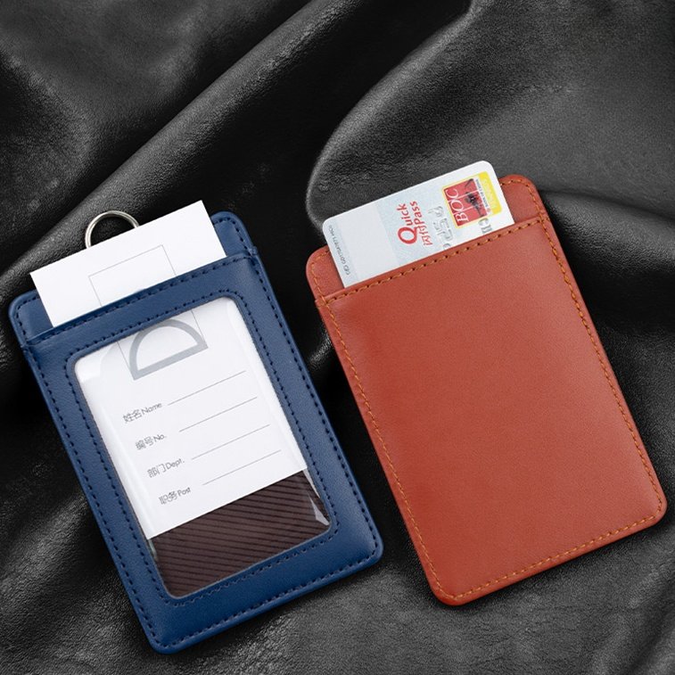 Work Permit Id Holder Factory Badge Chest Cowhide Work Tag Hanging Rope Card Holder Oem Customized
